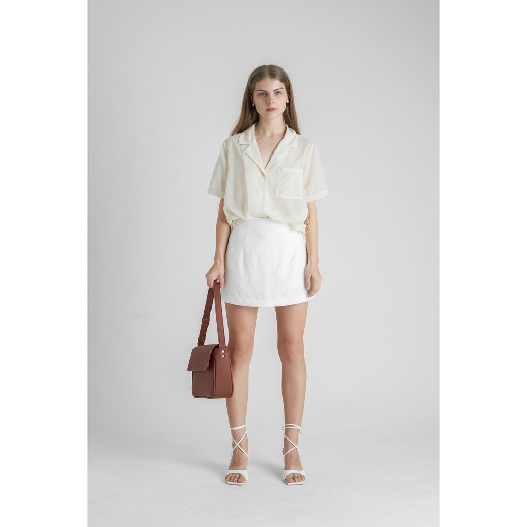 Quần váy KHÂU BY CQ cotton linen trắng Rory