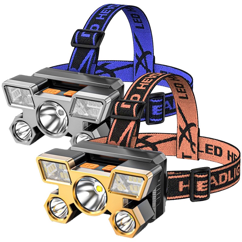 Đèn Led Đeo Đầu 5 Bóng Có Thể Sạc Lại Bằng Cổng USB Dùng Cho Câu Cá/Cắm Trại
