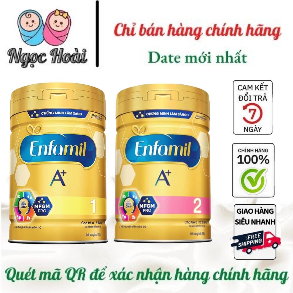 DATE MỚI.Sữa bột Enfamil A+ số 1 và số 2 .FREESHIP+HOÀN XU . Lon : 830g . Hoa Kì