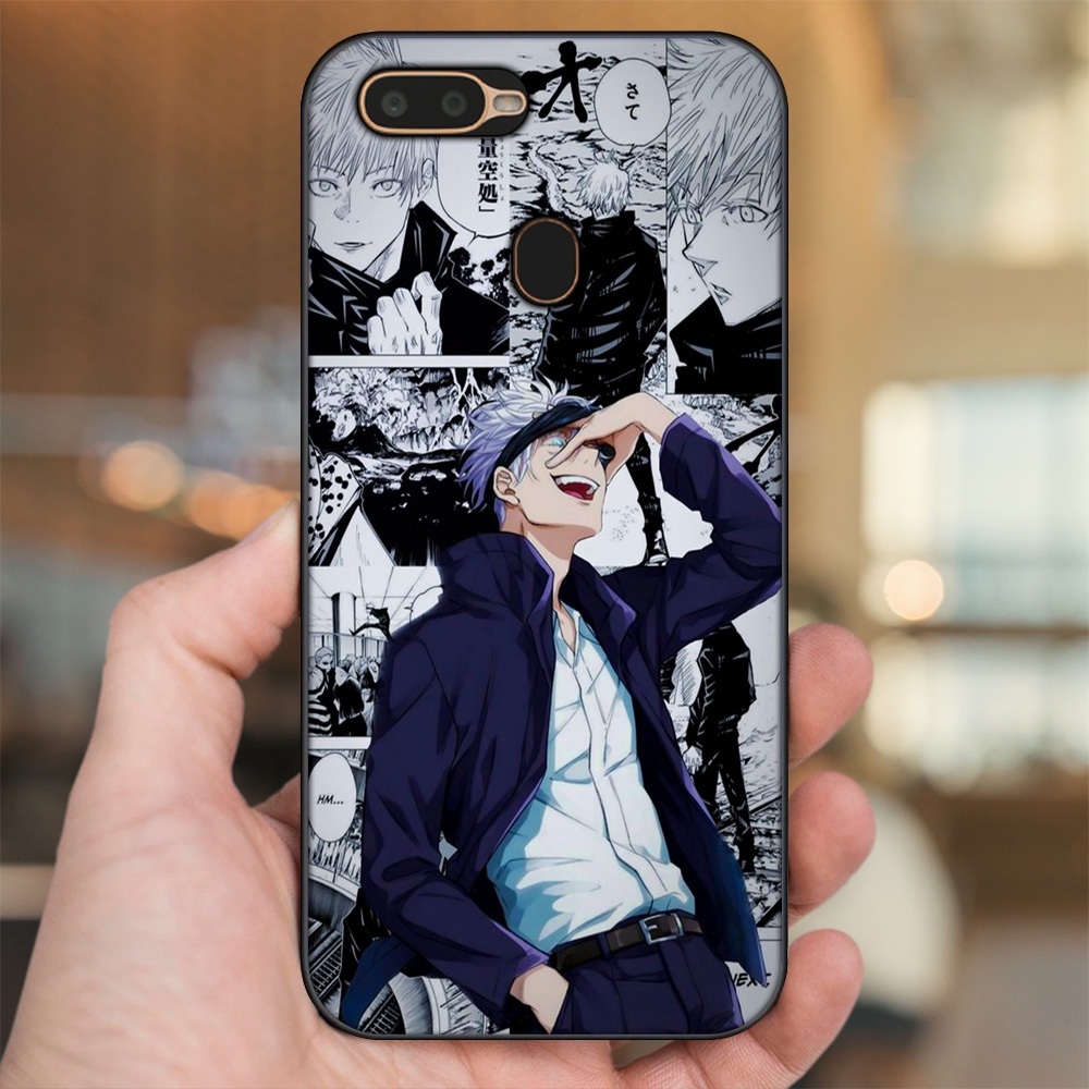 Ốp lưng Oppo A5S, A7, A12, F9 viền đen in hình Satoru Jujutsu Kaisen