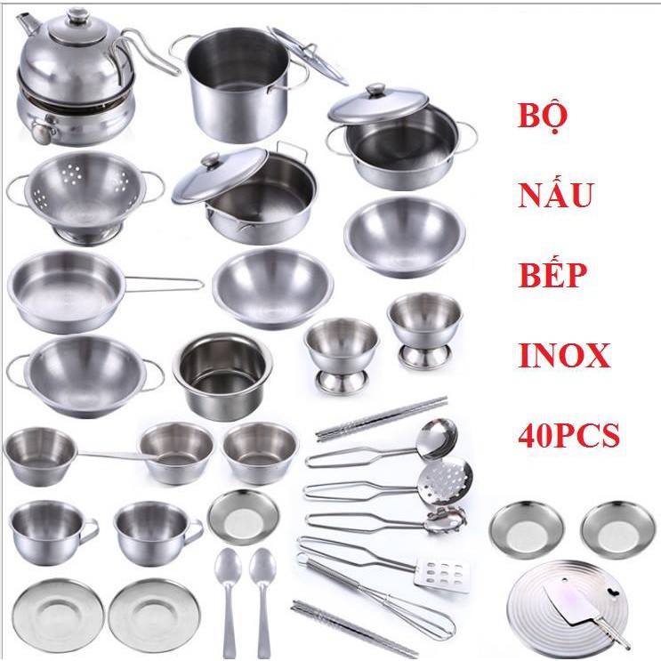 Bộ Đồ Chơi Nấu Ăn 40 Món Bằng Inox