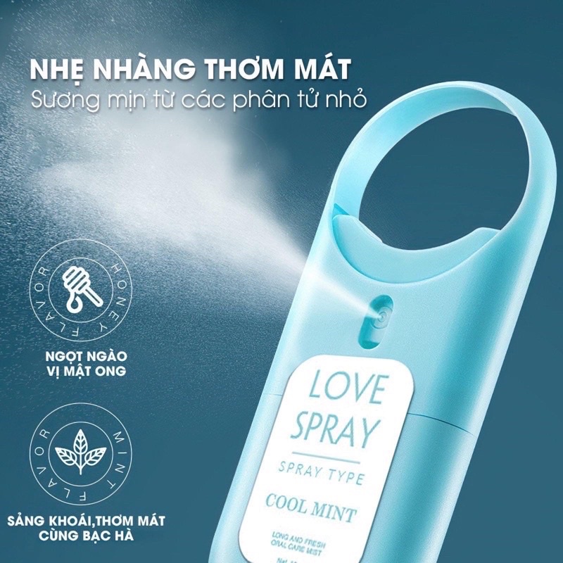 Xịt Thơm Miệng Qlady Màu Xanh Màu tím love spray- kissing spray- ngăn ngừa hôi miệng- Tự tin giao tiếp ( CHÍNH HANG)