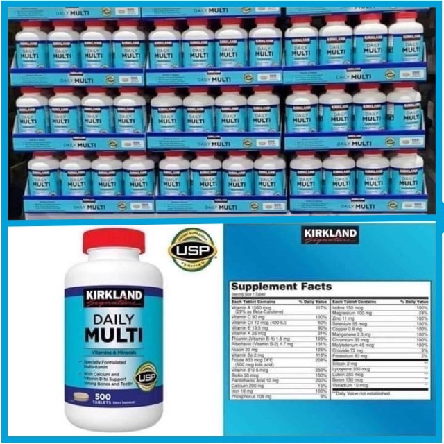 [Date 2023] Viên Uống bổ sung Vitamin và Khoáng Chất tổng hợp Kirkland Daily Multi chai 500 viên | Thế Giới Skin Care