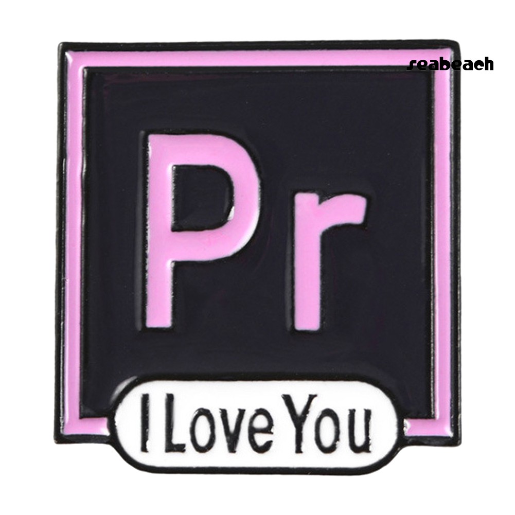 ps/PS AI PR AU Photoshop Illustrator Brooch Pin I Love You Shirt Lapel Enamel Badge