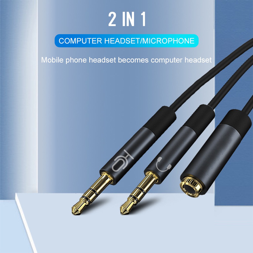 【Puue】 headset computer conversion cable Headphone Splitter Headphone Mic Audio Splitter Cable Smartphone Headset to PC Adapter HOT