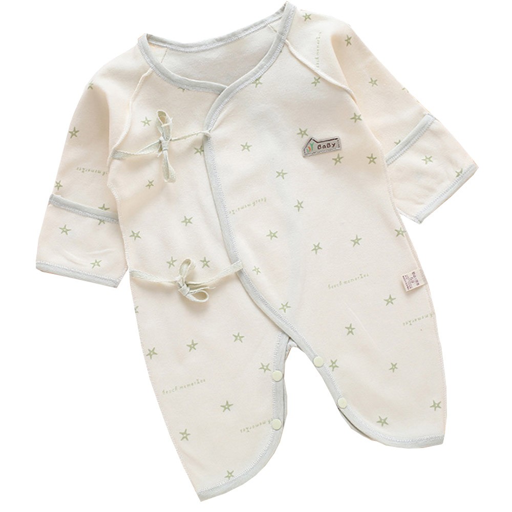 Bộ Áo Liền Quần Vải Cotton Chất Lượng Cao Thời Trang Xuân Thu Cho Bé Sơ Sinh 0-3m