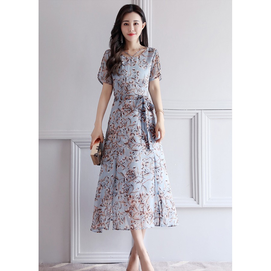 [GIÁ CỰC HOT - GIÁ SIÊU RẺ] ĐẦM XÒE IN HOA HỌA TIẾT CỘT EO NỮ TÍNH XK1590