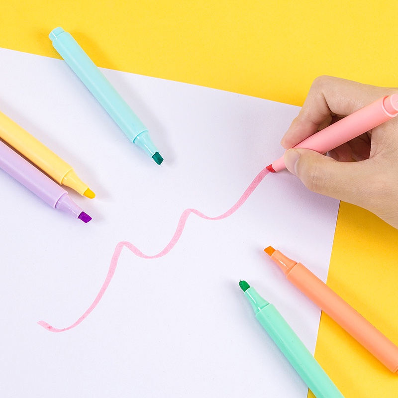 Set 6 bút highlight pastel dạ quang đánh dấu GuangBo nhiều màu sắc dễ thương BMBooks