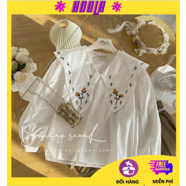 [HÀNG ĐẸP] Sơ mi thêu hoa vintage -Hoola.Hoola