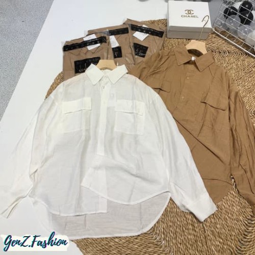 ⭕️ [CÓ HÌNH/VIDEO THẬT - HÀNG CAO CẤP] Áo Sơ Mi Đũi Nắp Túi Ngực Basic_Mã CD022_GenZ Fashion