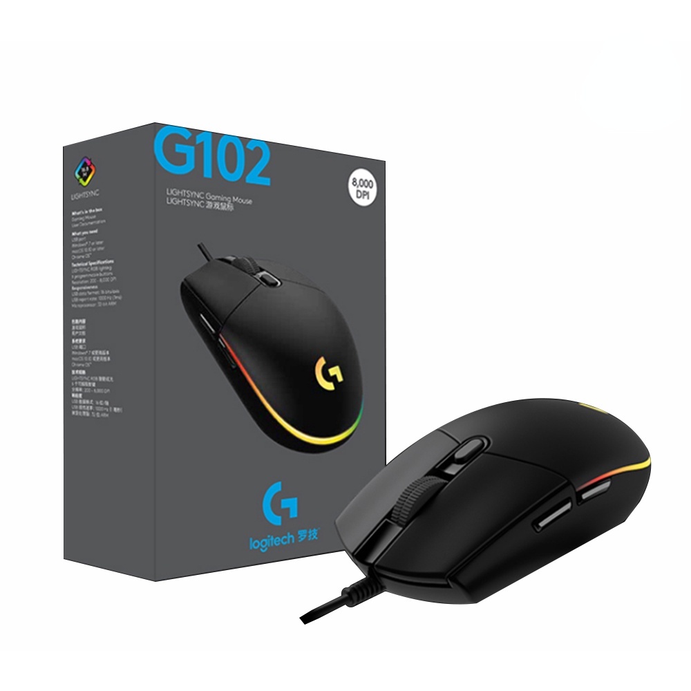 G102 dây game chuột RGB light gamer chương trình chuột chạy điện tử chậm trễ thấp