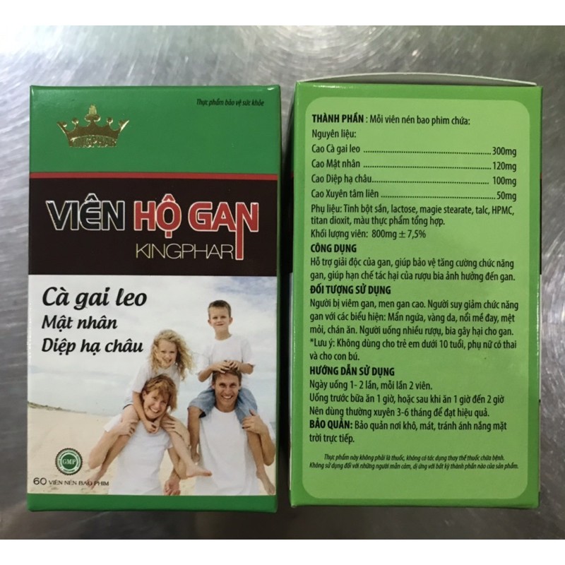 VIÊN HỘ GAN Kingphar  - Hộp 60 Viên -Giúp tăng cường chức năng giải độc gan và bảo vệ tế bào gan.