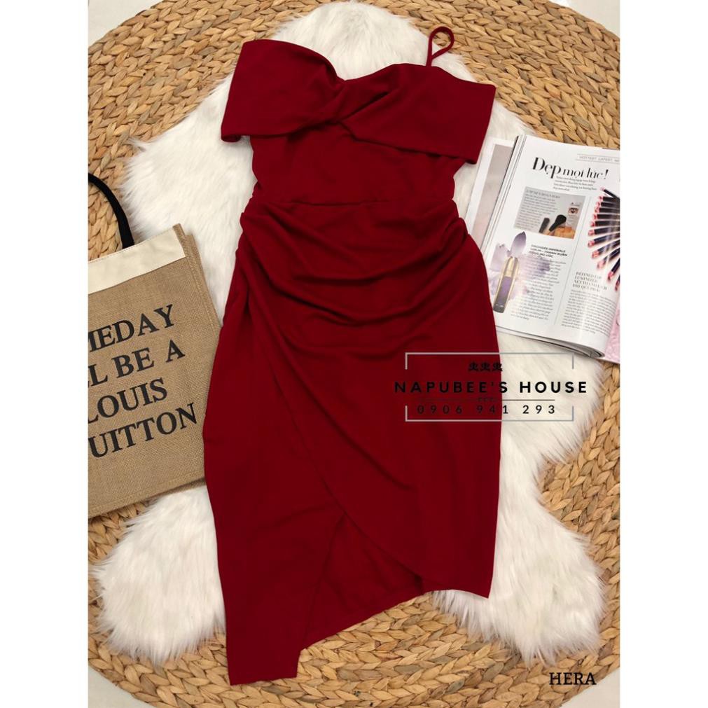 [SALE LỖ] Đầm dự tiệc Hera dress - Đầm body vạt xéo nhún bèo hàng thiết kế Đẹp *