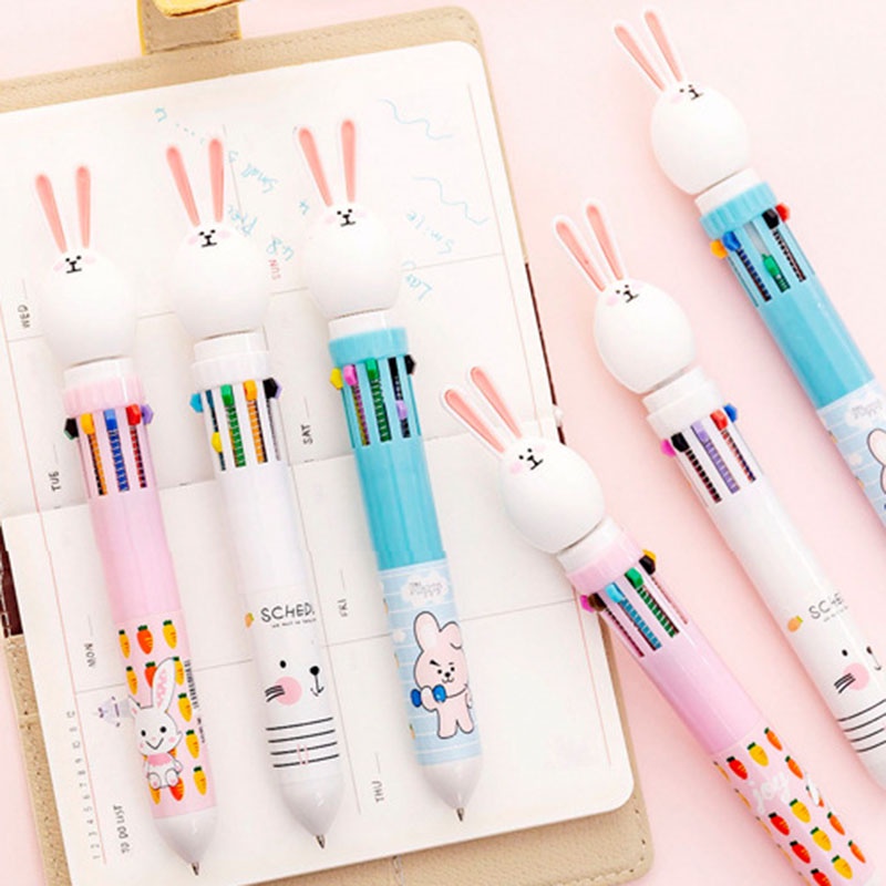 Bút bi 10 màu trong 1 tiện lợi hình chú thỏ dễ thương
