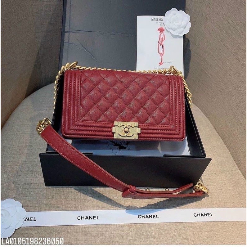 ♥️Túi Cha. nel Boy khoá vàng da size 25cm SPVIP,9 màu-2711