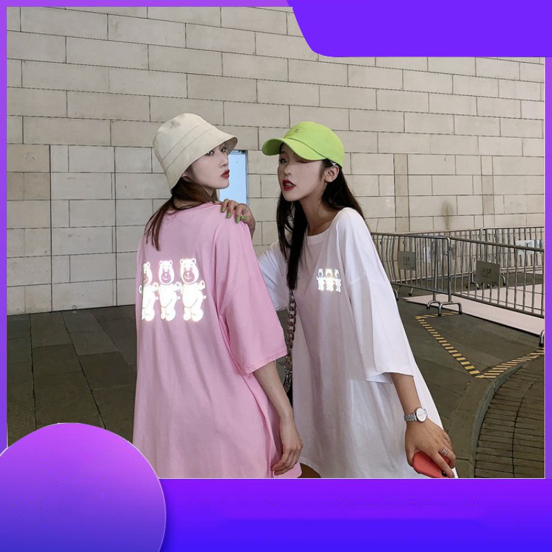 [Chính Hãng] Áo thun phản quang 7 màu tay lỡ nam nữ gấu [Chính Hãng]