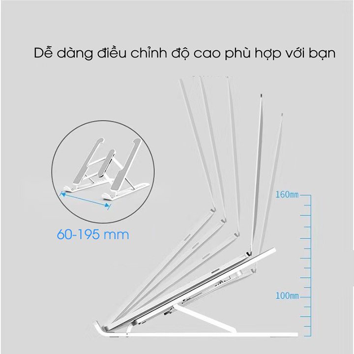 (Sỉ Tận Gốc) Chân Đế Nâng Laptop Điều Chỉnh Độ Cao- Kệ Đỡ Ipad Nhựa ABS Giá Đỡ Tản Nhiệt Laptop Có Thể Gấp Gọn