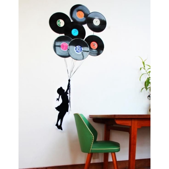 Mô hình đĩa than vinyl decor đường kính 10,5cm, trang trí retro phòng trà/ ghi âm, quán cà phê