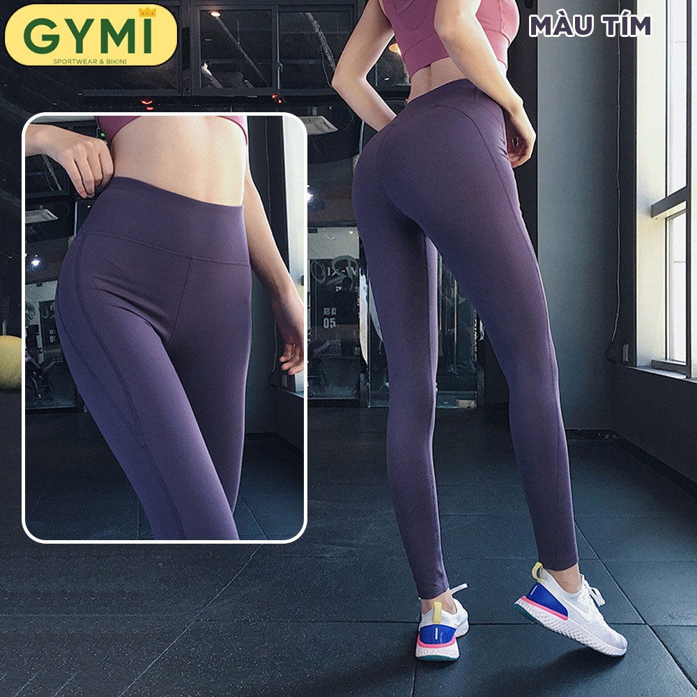 Quần tập gym yoga nữ thun mịn GYMI QD27 dáng legging lưng cao nâng mông chất liệu co giãn 4 chiều