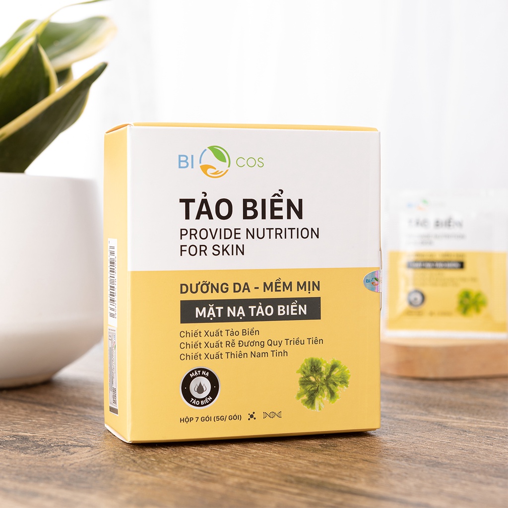 Mặt Nạ Tảo Biển BIOCOS - Dưỡng Da, Làm Mềm Mịn Da (Hộp 7 Gói, 1 gói 5g)