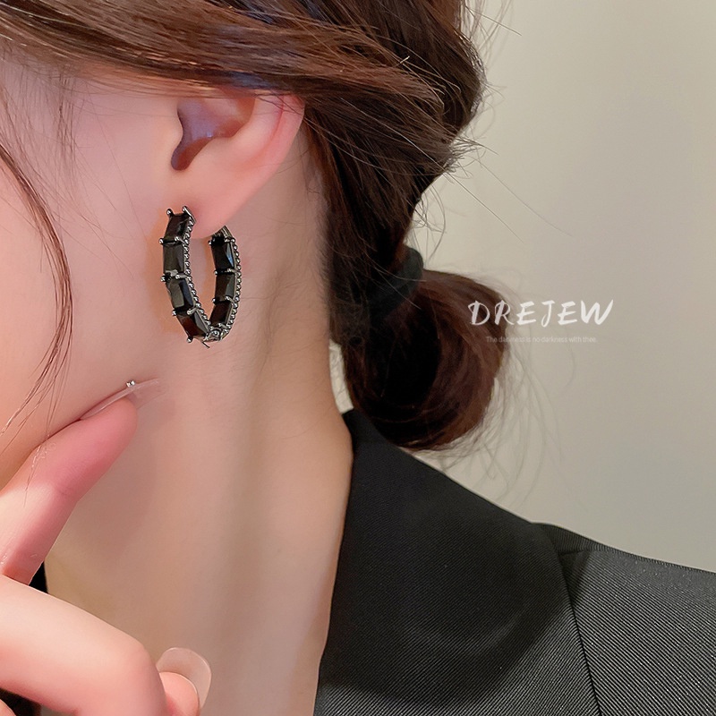 DREJEW Khuyên Tai Cao Cấp Hình Giọt Nước Đính Đá Zircon Phong Cách Âu Mỹ Hàng Mới