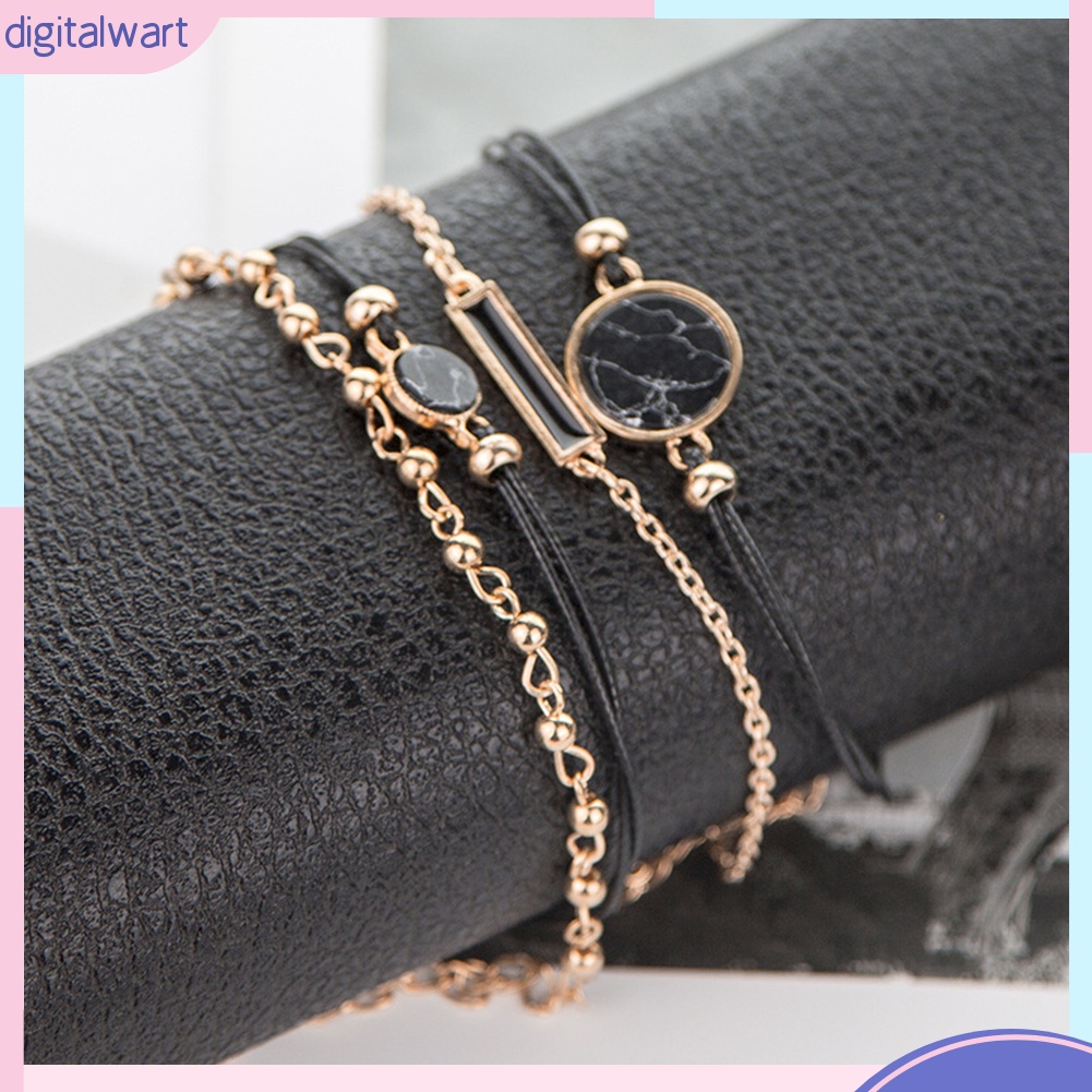 Set 4 Vòng Đeo Tay Phối Phụ Kiện Kiểu Dáng Thời Trang Ấn Tượng Cho Nữ