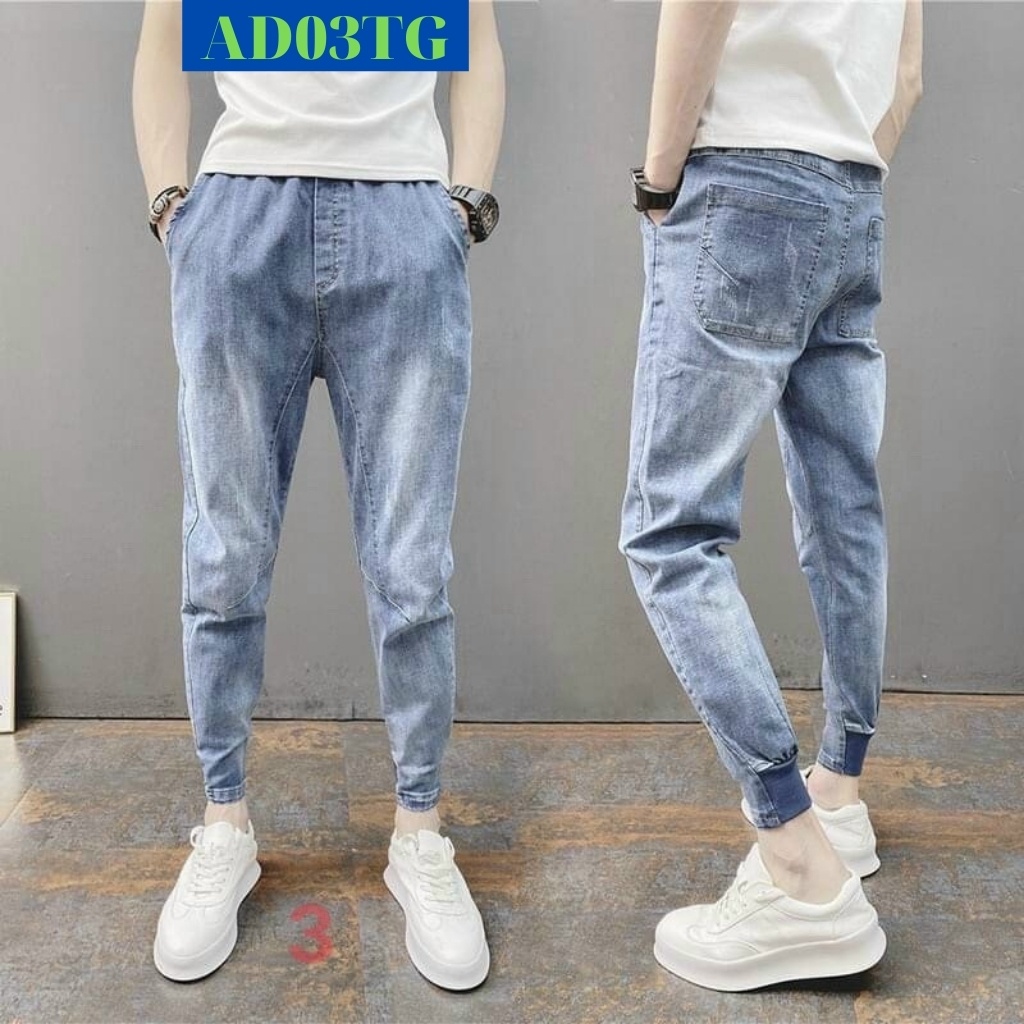 Quần Jean Nam Chất Bò AD03TG Jean Nam Xanh JOGGER Mẫu Mới Trẻ Trung Thời Trang TG6 Mẫu Trend (44 - 70KG)