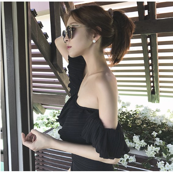 (Có sẵn) bikini liền thân trễ vai đen | BigBuy360 - bigbuy360.vn