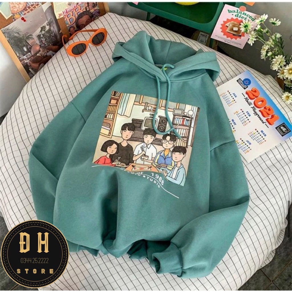 (Mẫu Mới 2021) Áo Hoodie Hình Gia Đình Reply 1988 Hàn Quốc Có Mũ Nam Nữ Chất Nỉ Bông Dày Dặn Form Rộng Unisex | BigBuy360 - bigbuy360.vn