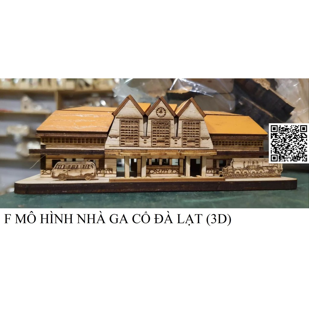 1562] Mô hình Gỗ 3D thánh cảnh Việt Nam hình CHỢ BẾN THÀNH DINH ĐỘC LẬP LĂNG BÁC Đại Nội Huế (2D) Tháp Rùa Hà Nội NHÀ GA