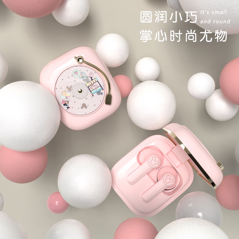 Disney Mickey Minnie Earphone màu hồng Bluetooth 5.2 TWS Tai nghe không dây ồn Tai nghe micro Tai nghe trò chơi Bluetooth Chất lượng âm thanh cao Tai nghe khử tiếng ồn