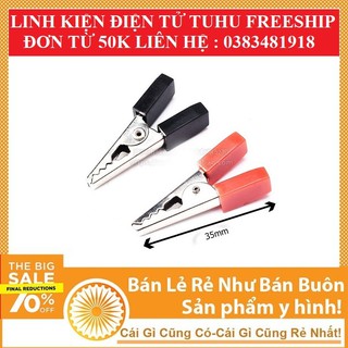 Bộ 2 Kẹp Cá Sấu 35mm - 10A( Đỏ - Đen)
