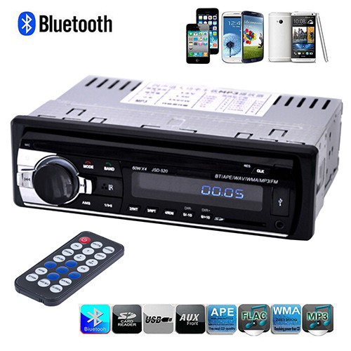 Đầu phát nhạc MP3 FM Radio 12V bluetooth V2.0 JSD 520 12 chân 1 din dành cho xe hơi loa bluetooth