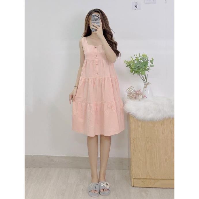 TT 08 - đầm nữ , váy nữ babydoll thiết kế hàng nút siêu xinh. mẫu mới có 3 màu tím, hồng, vàng | BigBuy360 - bigbuy360.vn