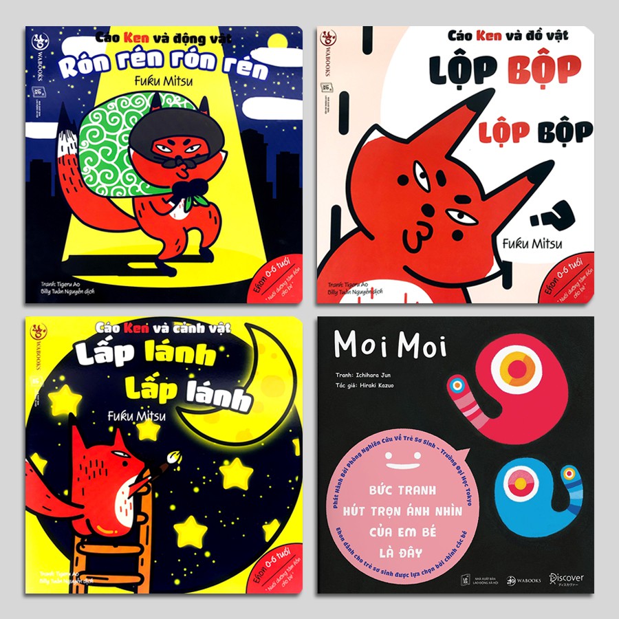[Mã LIFEHOT55 giảm 10% đơn 99K] Sách - Ehon Âm Thanh Chơi cùng Cáo Ken + Moi Moi (Bộ 4 quyển)