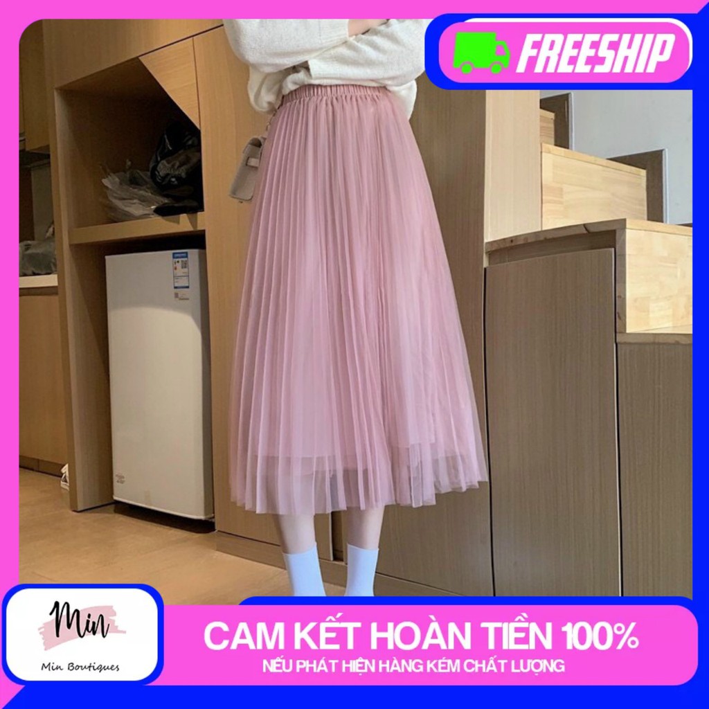 [Mã FAMAYWA giảm 10K đơn 50K] Chân váy công chúa - Chân váy MIDI LƯỚI xếp ly 2 lớp - dài 70cm | BigBuy360 - bigbuy360.vn
