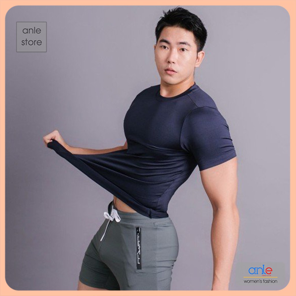 Áo Thun tập GYM, chơi thể thao, ATHLIO For Men Body Cổ Tròn, Áo Thun Lạnh Chỉ Nổi Co Dãn 4 Chiều, 3 màu.