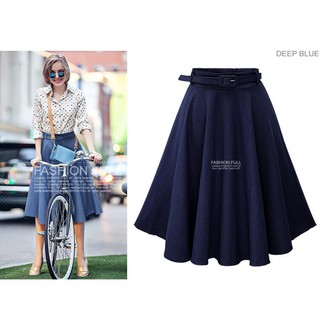 Váy nữ Váy Midi Denim eo cao