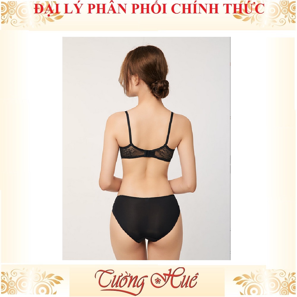 Áo lót nữ Marguerite-Paris 31115 trơn mút mỏng lưng ren bảng to.