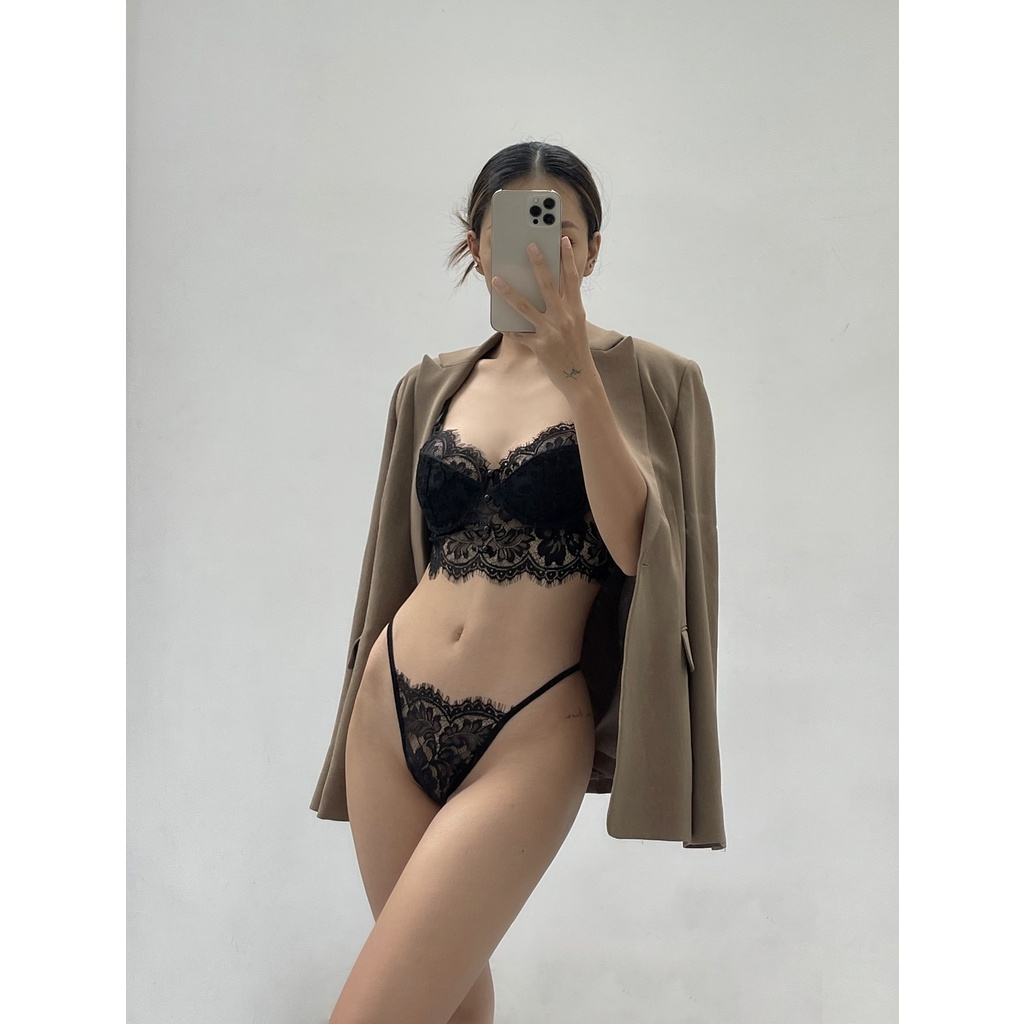 B11 | Áo Bra Ren Mềm Mại Đính Cúc Áo Lót Bralette Có Gọng Có Mút Nâng Ngực La Perbra - B11