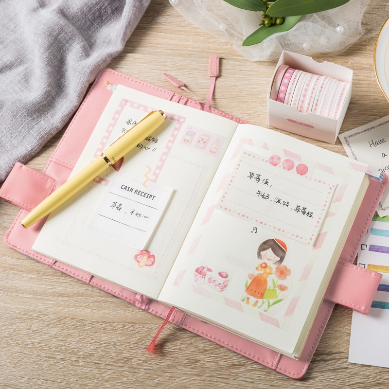 Set 10 cuộn băng dính washi nhiều màu sắc dùng trang trí scrapbook/album độc đáo