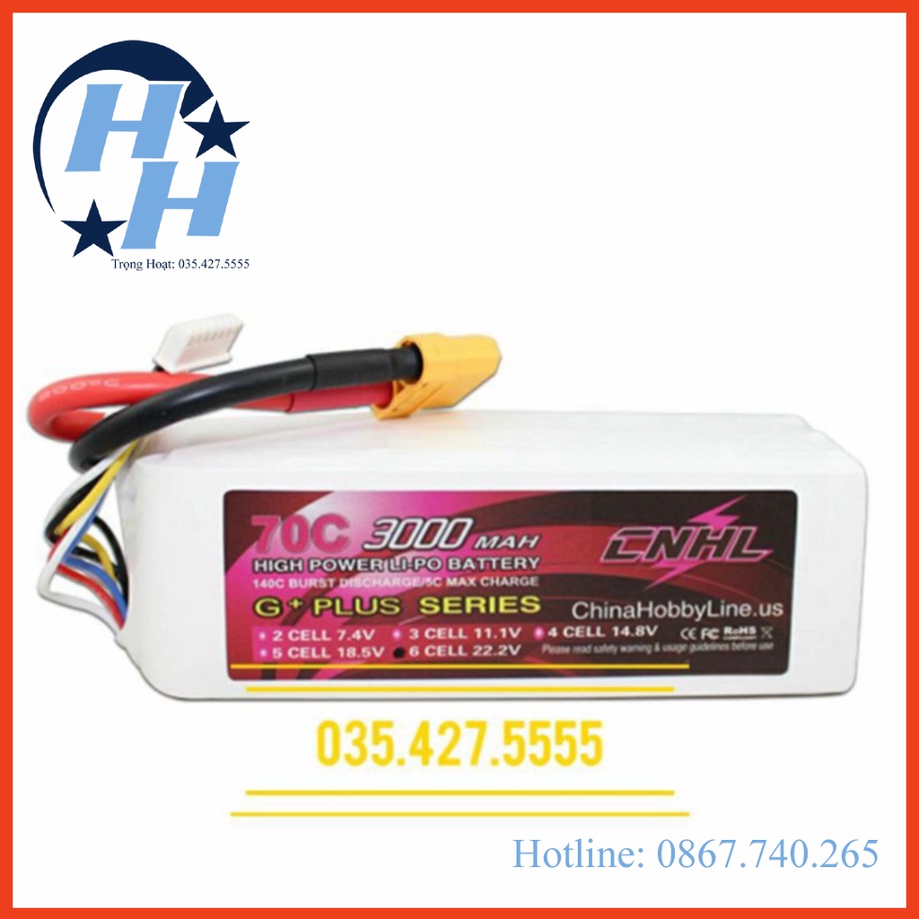 Pin Lipo CNHL G+PLUS 3000mAh 6S, 4S 70C