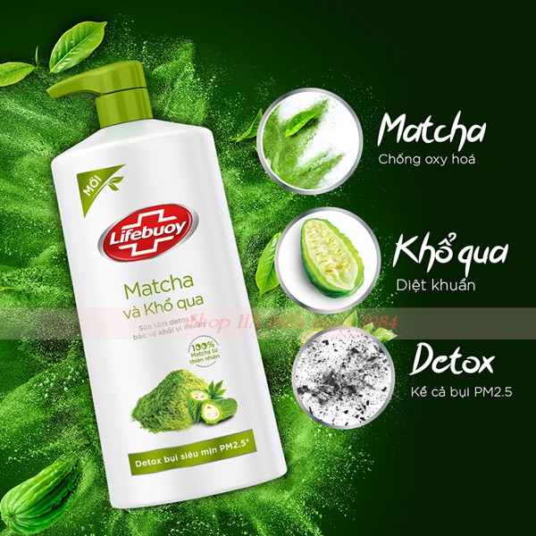 SỮA TẮM LIFEBUOY - Sữa Tắm Matcha &amp; Khổ Qua 850g (Xanh Lá - Kèm KM)