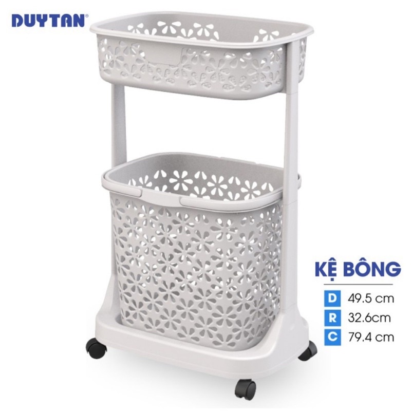 Kệ Bông Nhựa Duy Tân 2 Tầng Có Bánh Xe