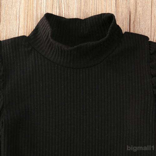 Bộ áo thun tay dài + chân váy da cho bé gái 1-5 tuổi