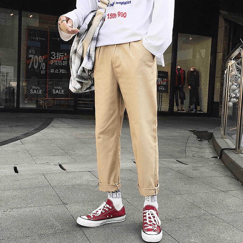 Quần Baggy Nam Nữ KAKI Ống Suông Unisex - Kiểu quần kaki đen và be tan Unika QD05
