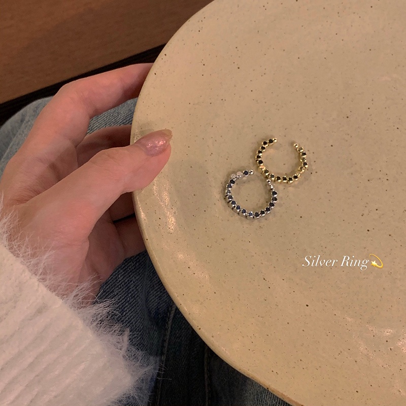 Nhẫn Hở Bằng Kim Loại Màu Bạc Thiết Kế Đơn Giản Chất Lượng Cao Có Thể Điều Chỉnh