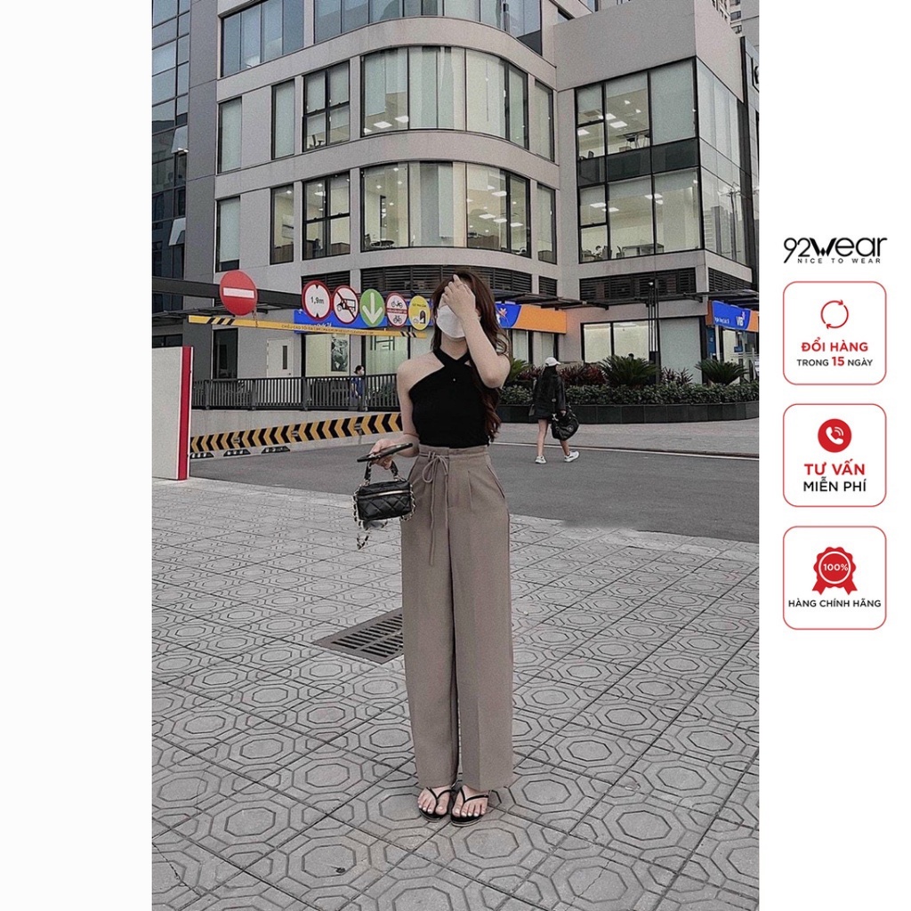 Quần suông 92WEAR vải ruby Hàn mướt mịn, mặt vải đẹp trẻ, chất đanh dày dặn WQ044