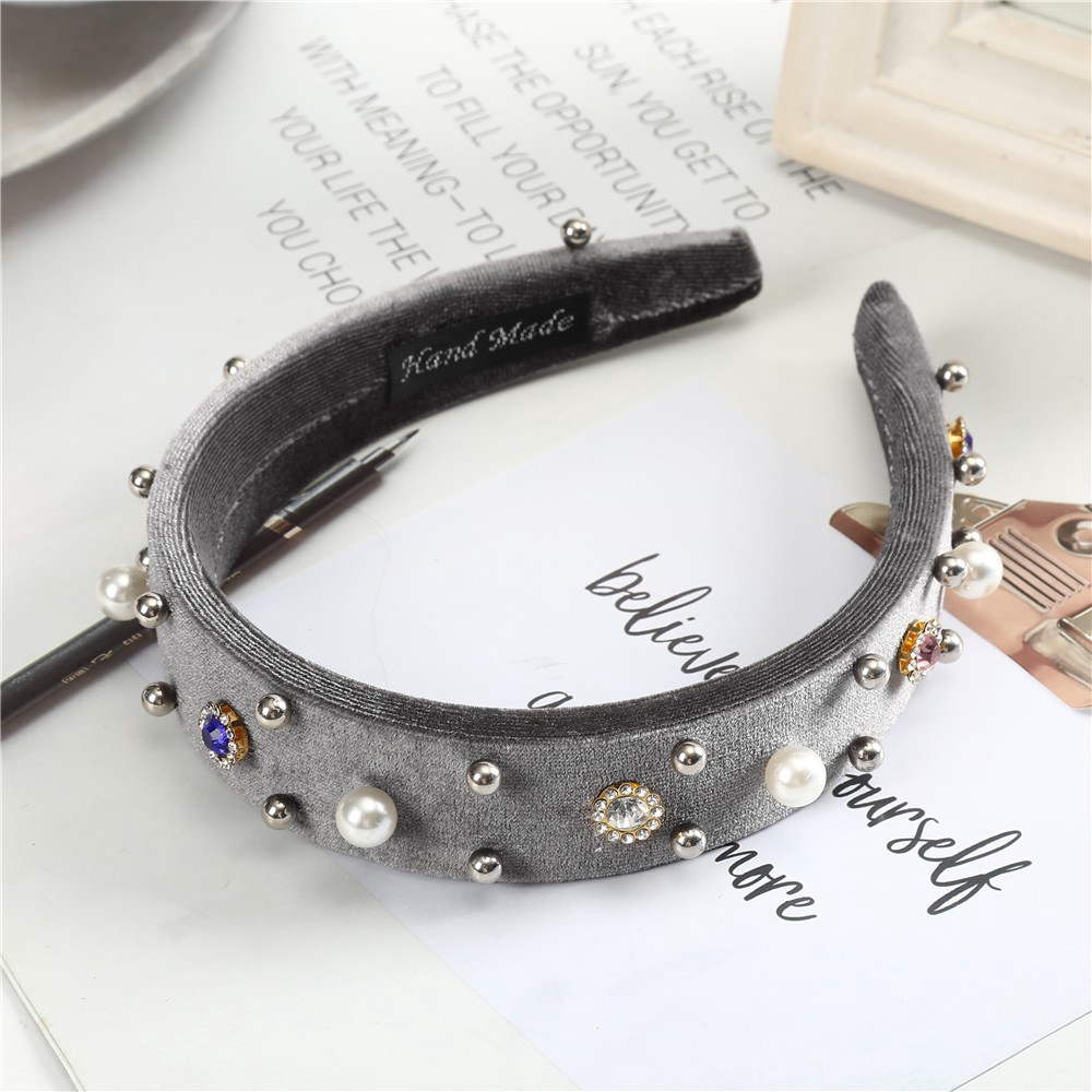 Băng Đô Vải Nhung Đính Ngọc Trai Thời Trang Hàn Quốc