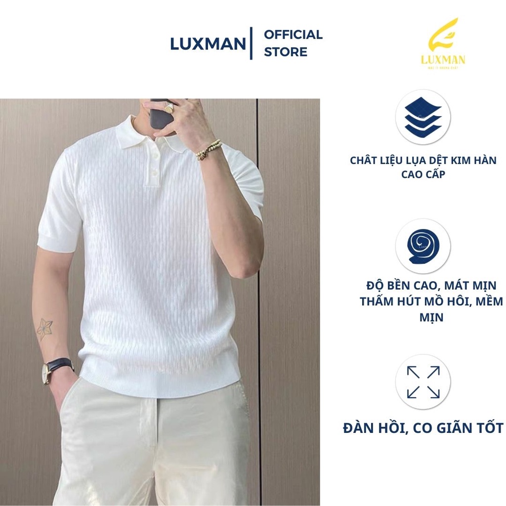 Áo polo cổ bẻ phong cách Hàn chất liệu dệt kim hàn cao cấp họa tiết đơn giản lịch sự và trẻ trung